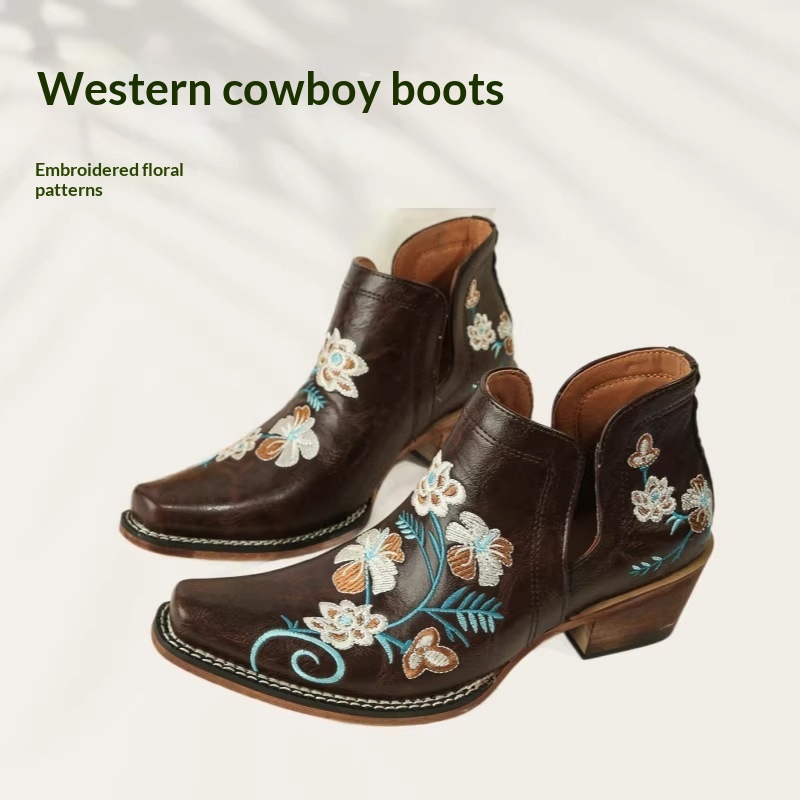 Fashionable And Versatile New Womens Embroidered Ankle Boots foto 2