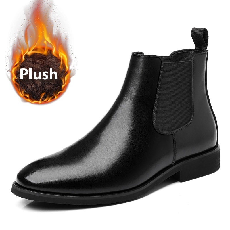 British Retro Chelsea Men's Fleece-lined Leather Boots foto 5