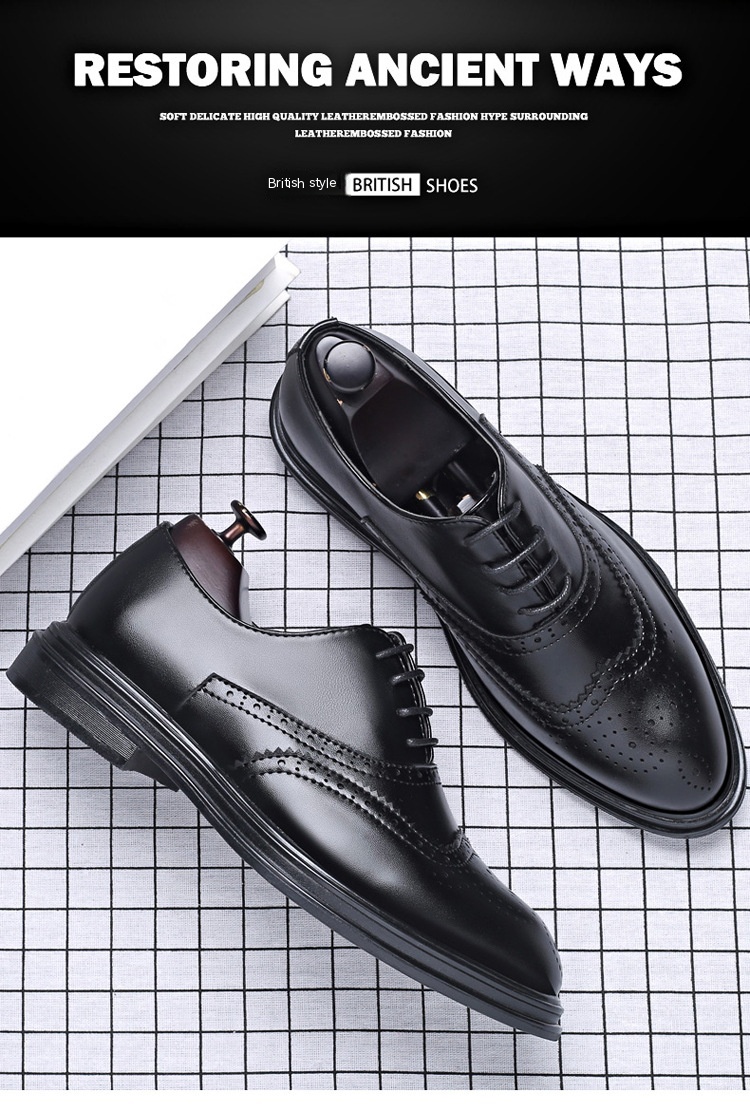 Autumn And Winter Brogue Men's Business Leather Shoes foto 3