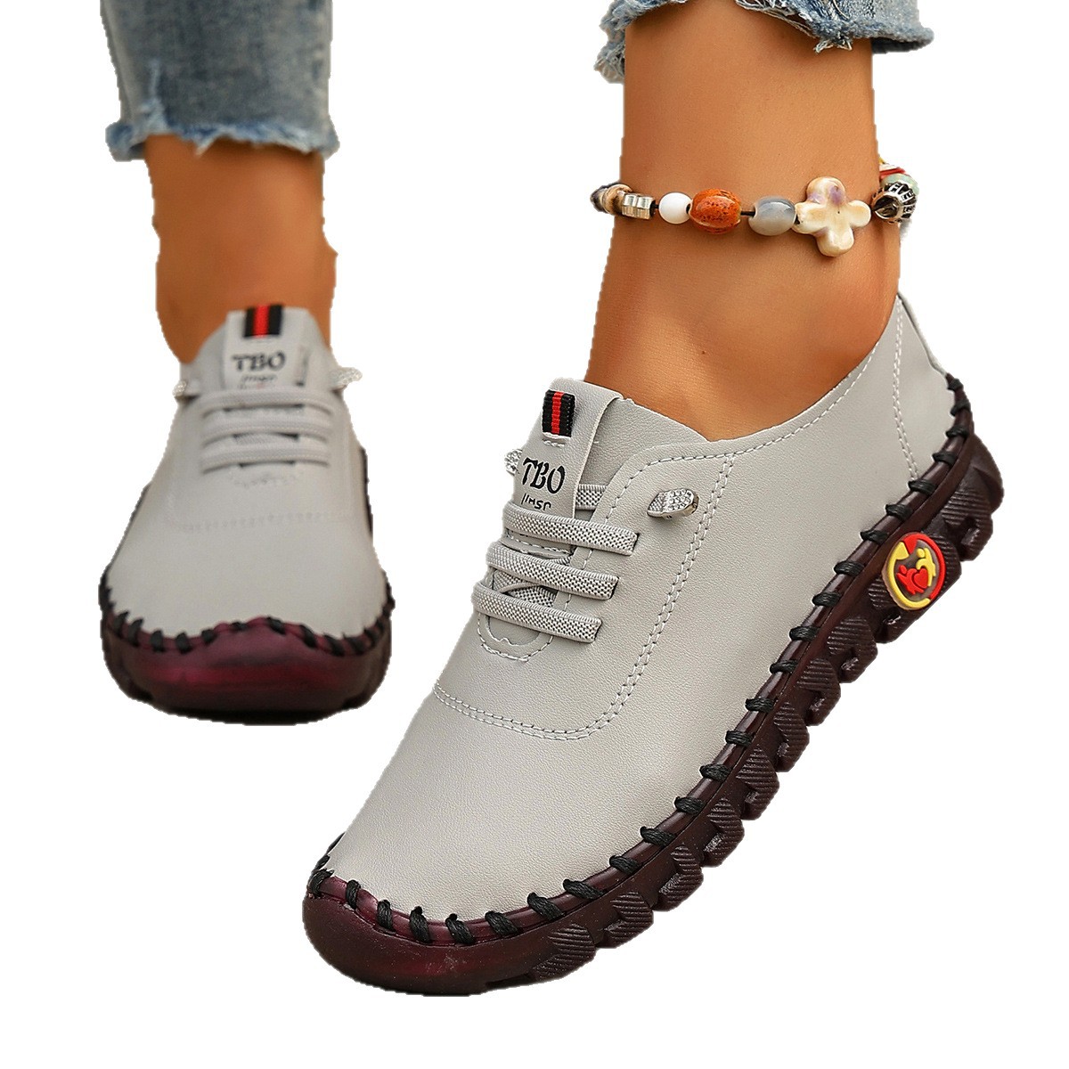 Stitched Crepe-soled Soft-leather Flats foto 5