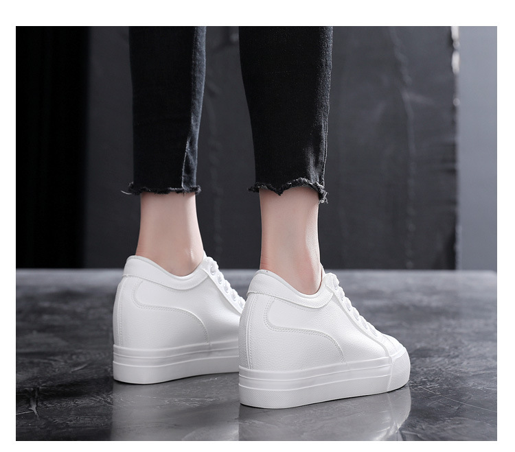 Soft Leather White Thick Bottom Height Increasing Insole Canvas Shoes foto 2