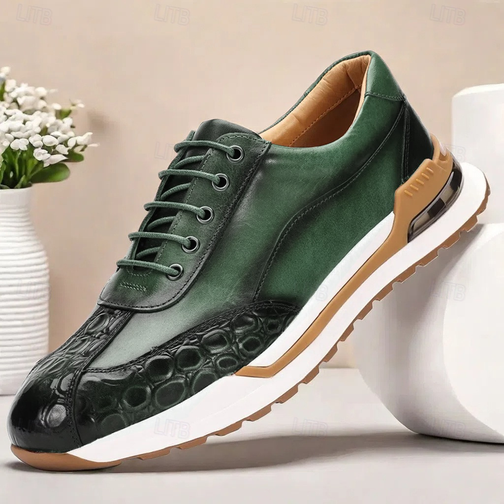 Mens Fashion First-Layer Cowhide Leather Shoes foto 5