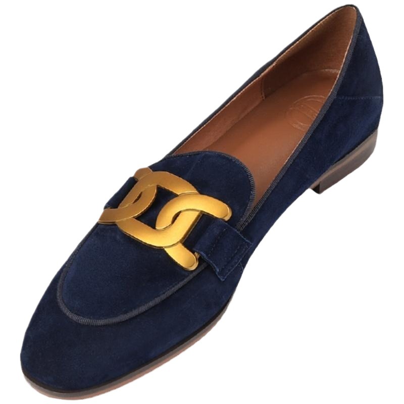 Retro Metal Buckle Slip On Loafer Shoes foto 4