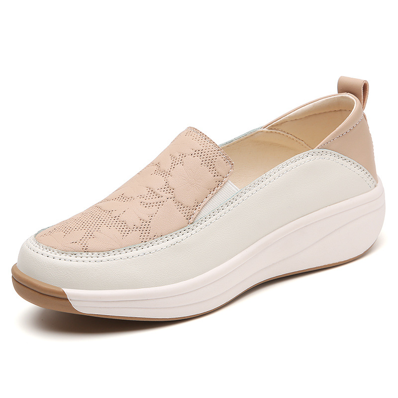 Womens Chunky-soled White Sneakers With A High Heelslip-on Style foto 4