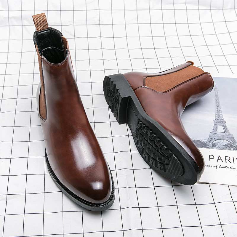 Men's Korean-style Trendy High Top Leather Shoes foto 4