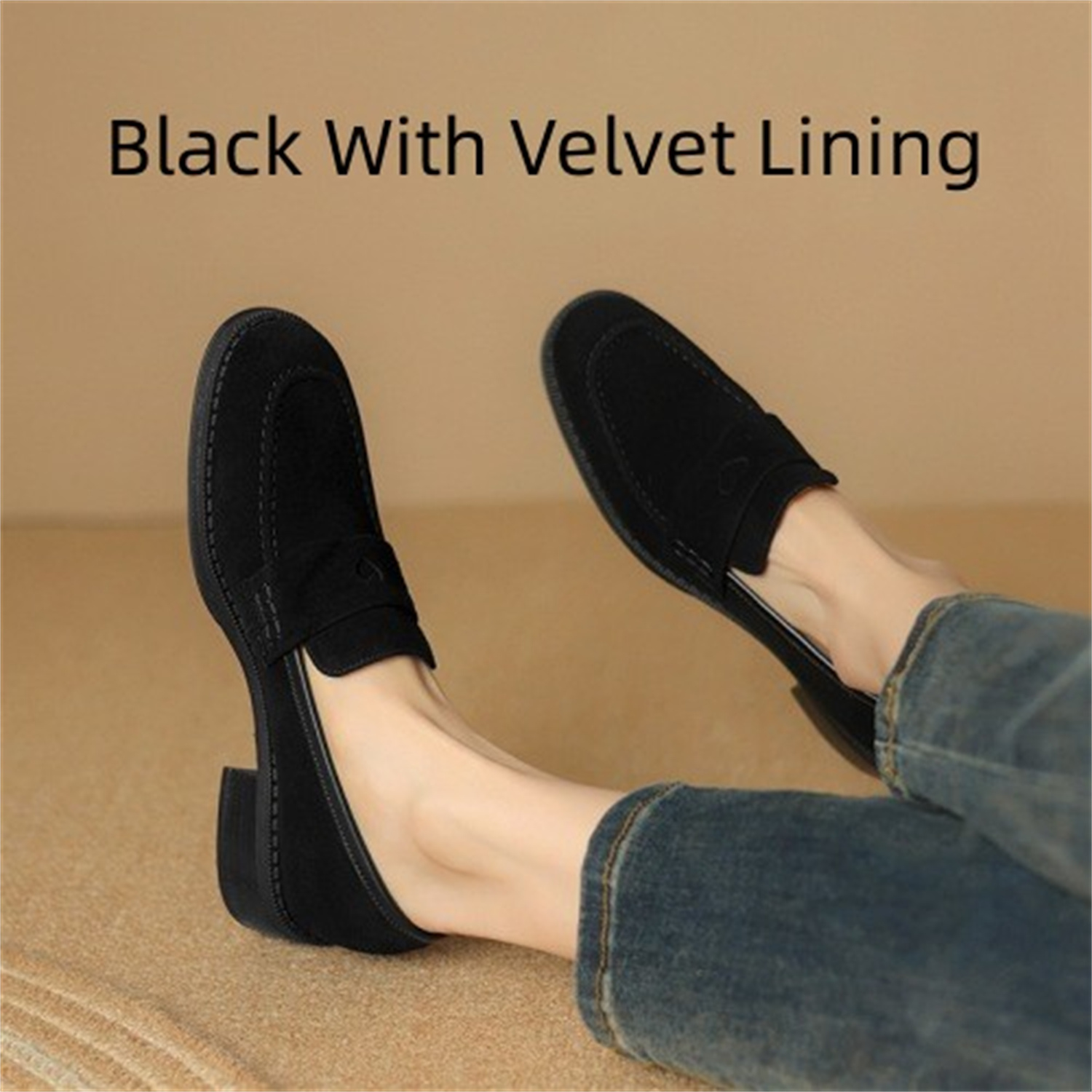 Sheepskin Chunky Heel Pumps Women Spring Concise foto 5