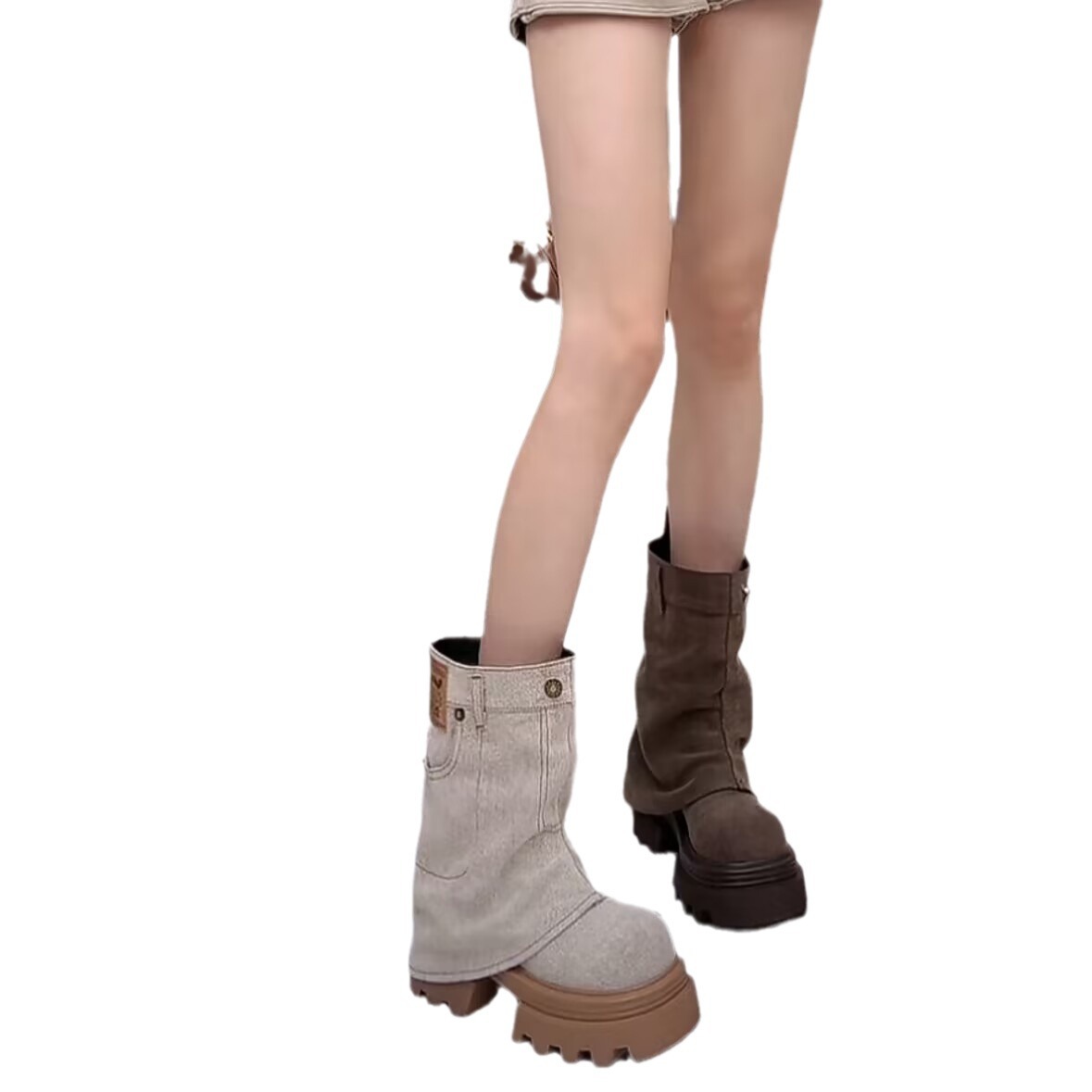 Versatile Casual Thick-soled Fashionable Cigarette Pants Boots For Women foto 5