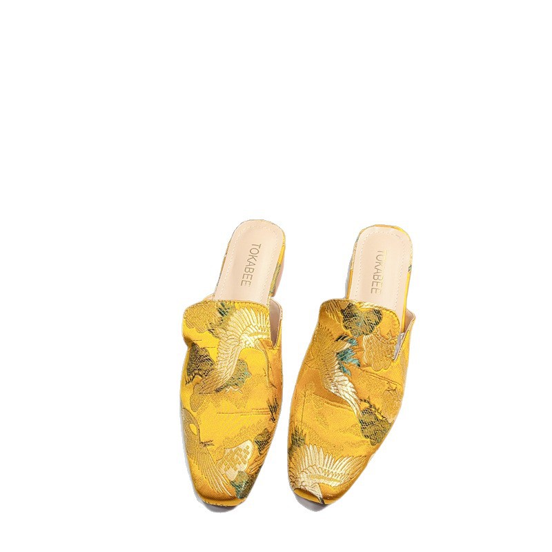 Embroidered Low Heeled Mules With A Square Toe Low Cut And Chunky Heeltimeless VersatileAnd Perfect For A Retro Look foto 4
