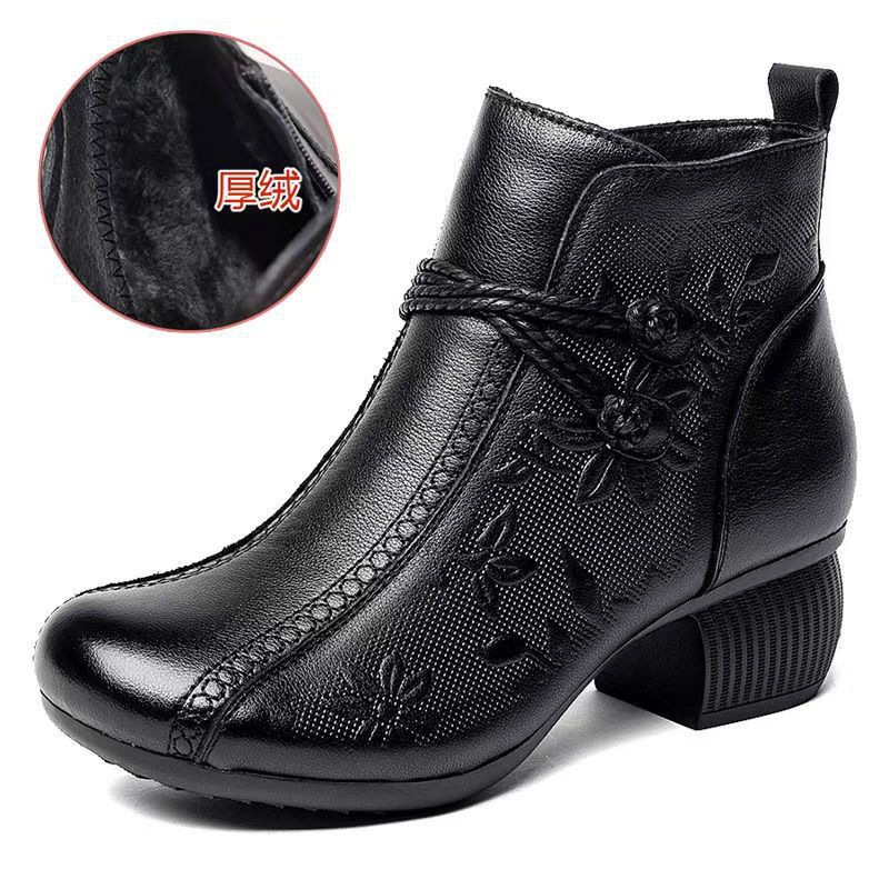 Retro Women's Soft Sole Soft Leather Cotton Shoes foto 5