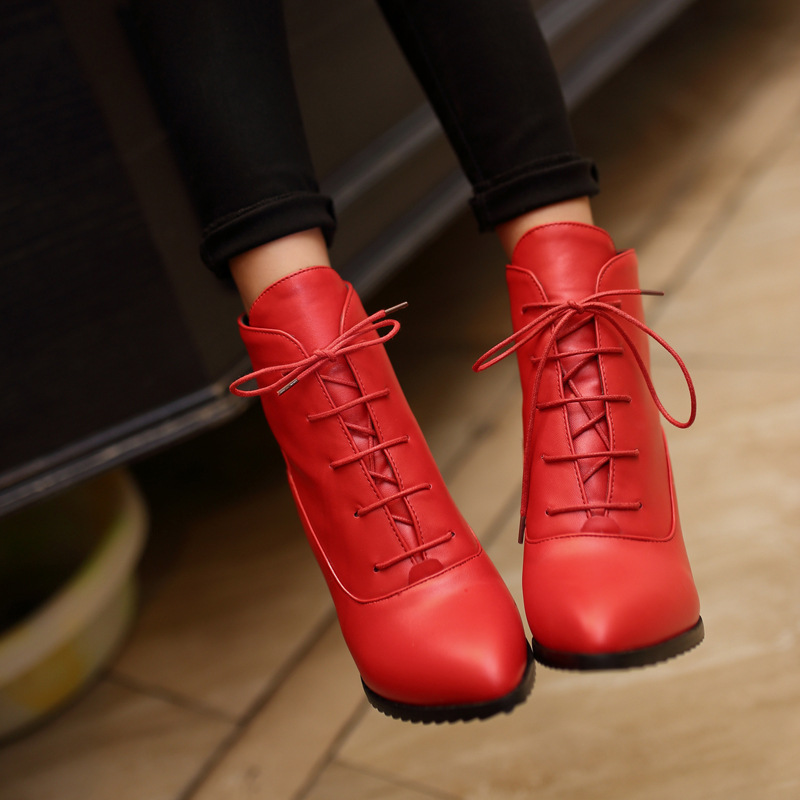 Women's Fashion Lace-up Martin Boots Stiletto Heel foto 3
