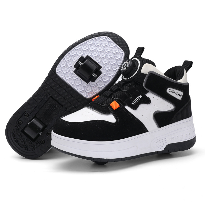 Mesh-panel Dual-wheel Walking Shoesessential Roller Skates For Kids foto 3
