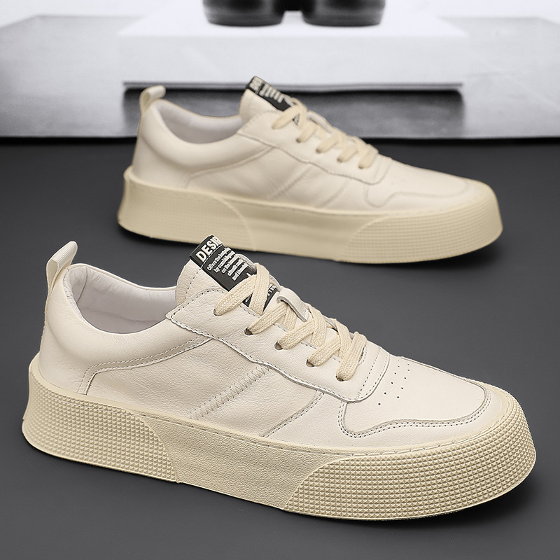 Men's Breathable Leather Shoes Trendy Platform Sports foto 3