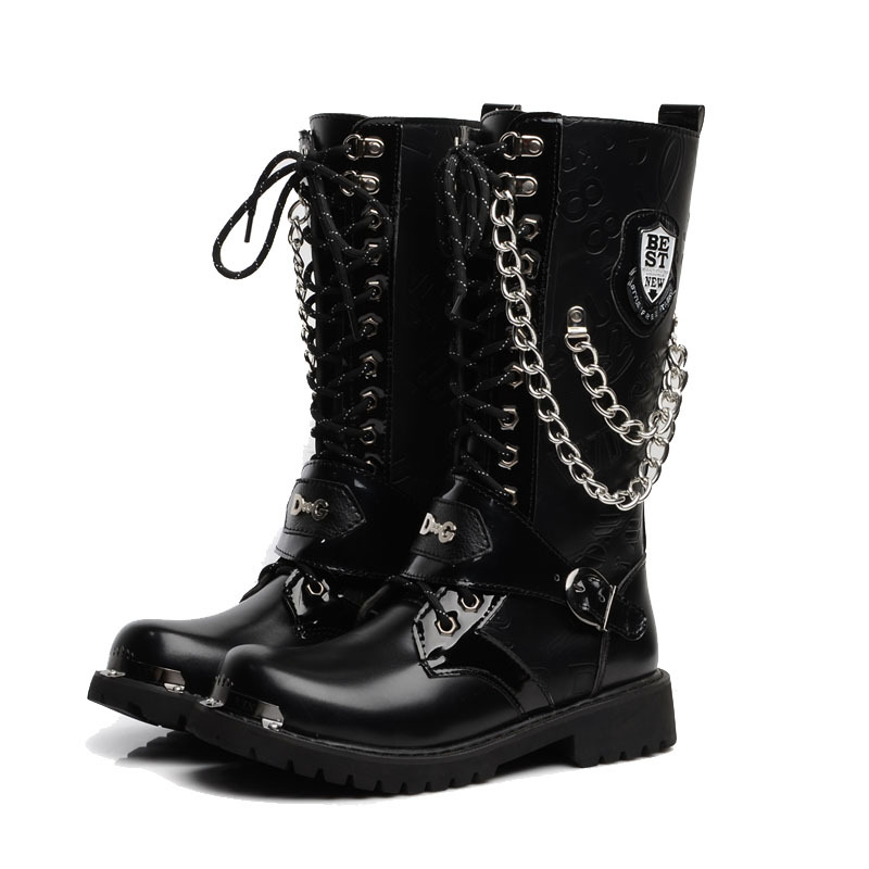 Men's High Top Martin Boots Lace-up Winter Tube Boots foto 3