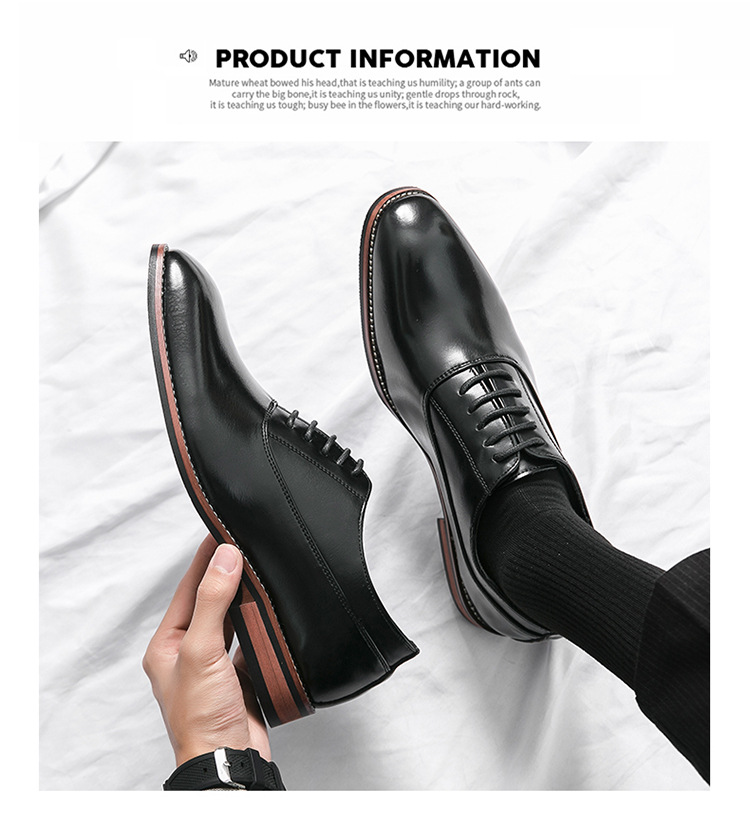 Men's Formal Leather Lace-up Rubber Sole Business Men's Shoes Gentleman foto 2