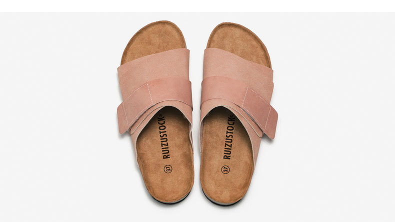 Couple Beach Wear Leather Surface Cork Sandals foto 5
