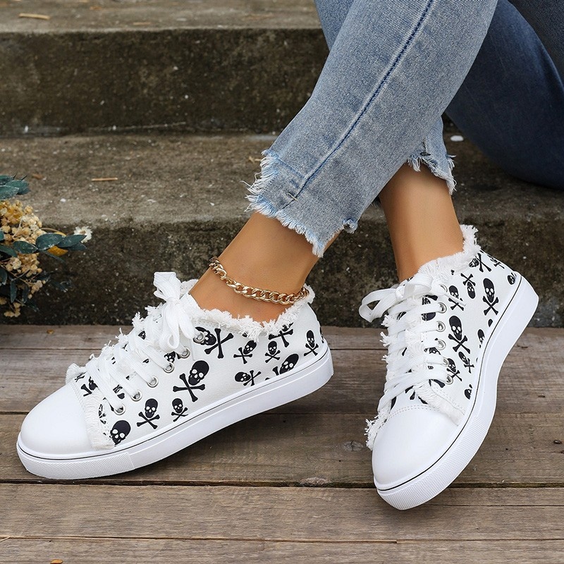 Stylish Graffiti Hip-hop Casual White Sneakers With Front Laces foto 5