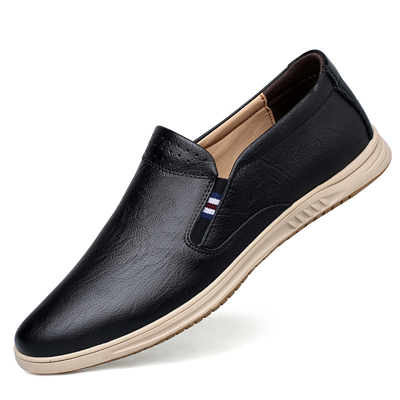 Casual Low-top Slip-on Two-layer Cowhide Flat Men's Shoes foto 4