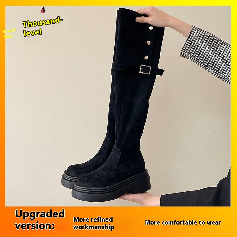 Over-the-knee Folding Long Tube Two-way Wear Boots With Chunky Heels Women's Thick Bottom foto 2