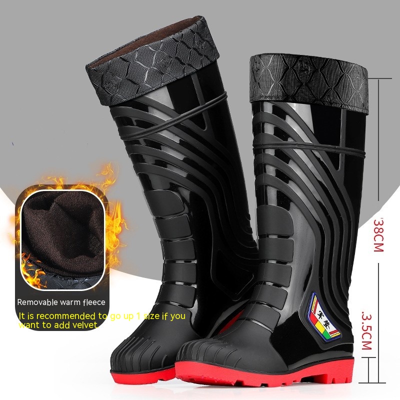 Mid-calf Rubber Fashion Rain Boots Men's Outdoor Fleece-lined foto 4