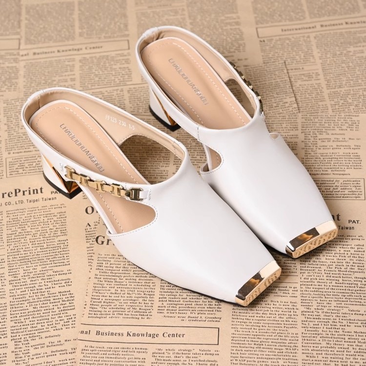 Women's Square Toe Half Slippers foto 4