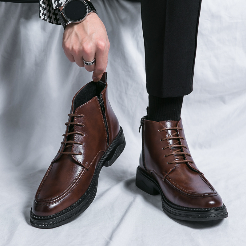 Autumn And Winter High-top Mid-cut Martin Boots Casual All-matching British Men foto 5
