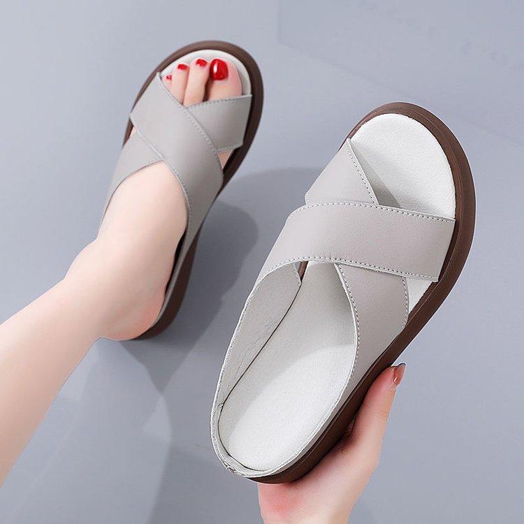 Round-toe Open-toe Non-slip Cross-strap Womens Outdoor Slippers foto 4