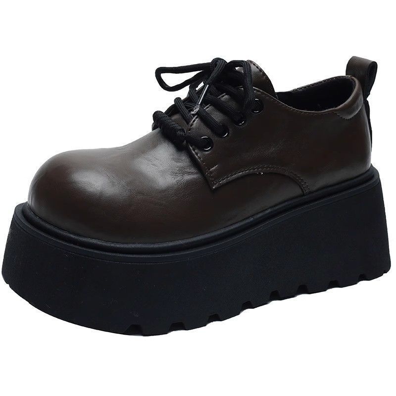 Women's Thick-Soled Retro British-Style Lace-Up Casual Shoes foto 4