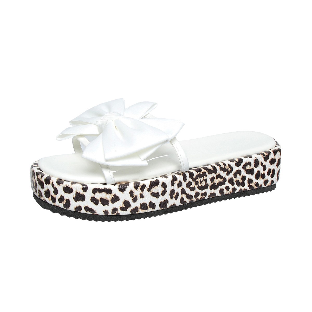 Leopard Print Thick Bottom Female Beach Slippers foto 4