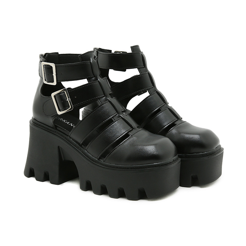 Beijing Hollow-out Roman Sandals Woven Vintage Breathable With Chunky Heels And Thick Soles foto 2