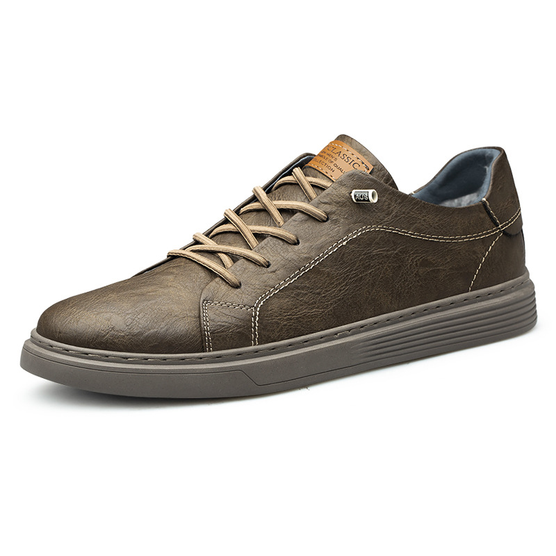 Two-layer Cowhide Casual Sneakers Low-top Men's Shoes foto 3