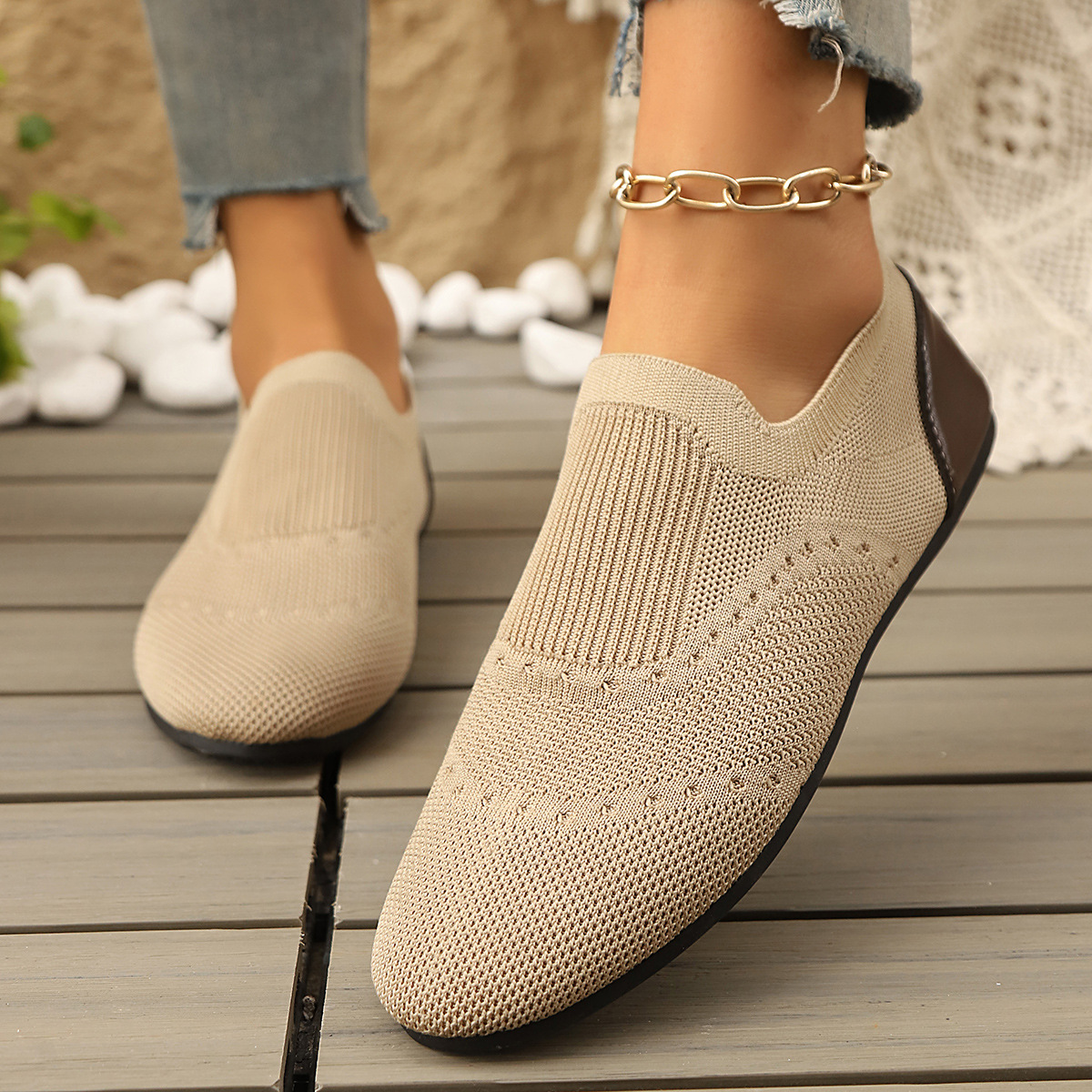 Flyknit Womens Shoes Flat-Soled Breathable Casual foto 3