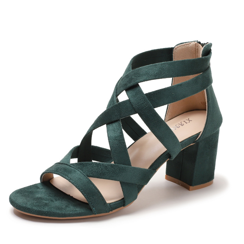 Chunky Heel Rhinestone Rome Classy High Heels foto 5