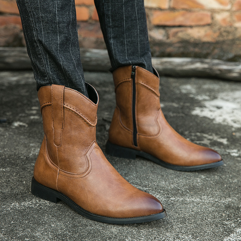 Retro High-top Leather Shoes Ankle Boots Casual foto 2