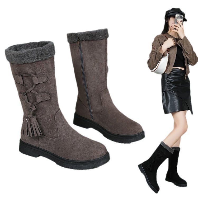 Womens Thick-soled Fleece-lined Extra-thick Boots From Europe And The US foto 4