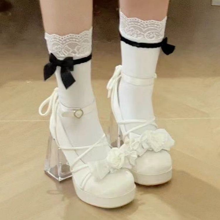 Glass Worry Elegant High Heel Pumps Round Toe Bowknot foto 4