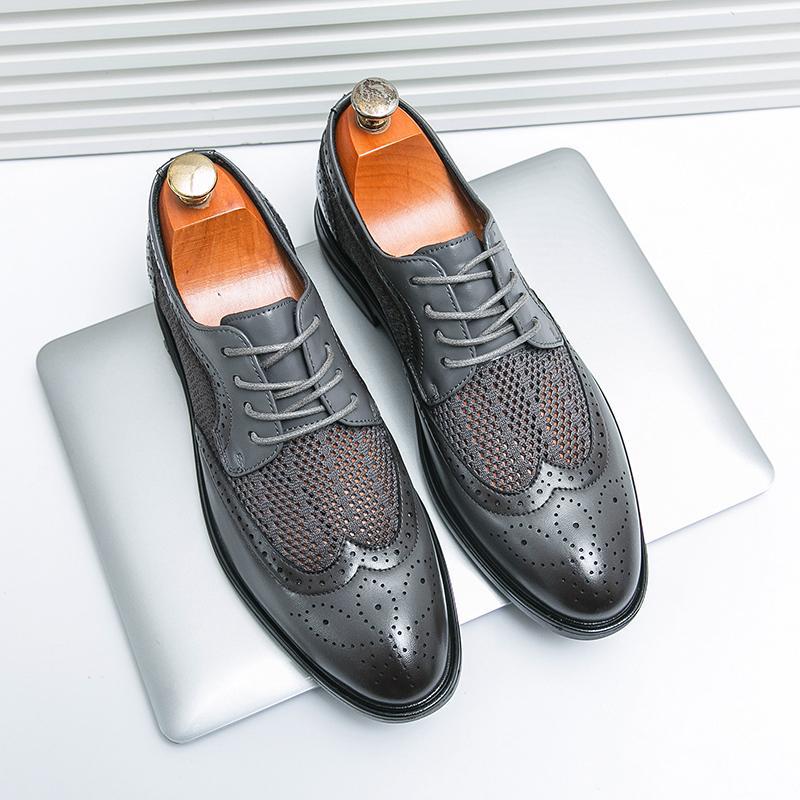 Men's Leather Shoes Breathable Business Formal Wear Round Toe foto 4