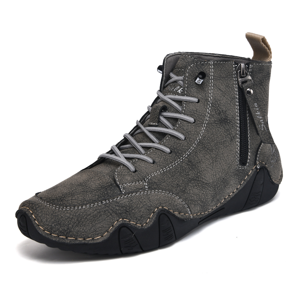 Men's Leather Shoes High Top Octopus Handmade Martin Boots foto 4