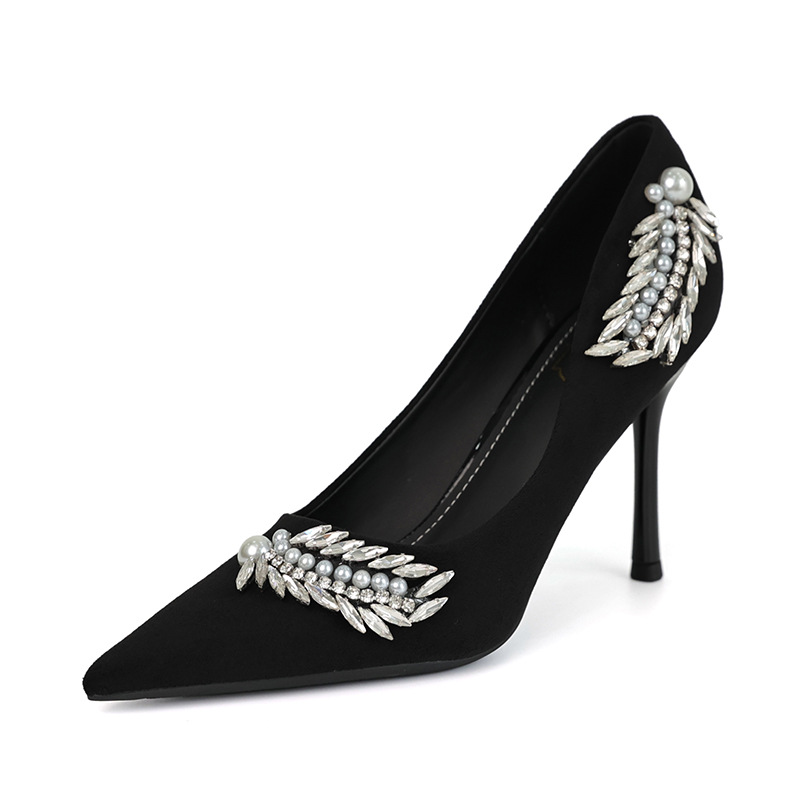 Black Suede High Heels Women Pointed Stiletto Heel foto 5