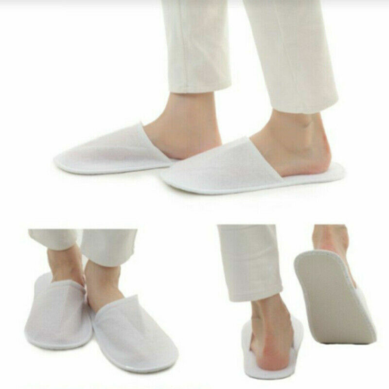 20 Pairs Disposable Terry Towelling Slippers For Spa Hotel Guests, Closed Toe Bulk Pack foto 4