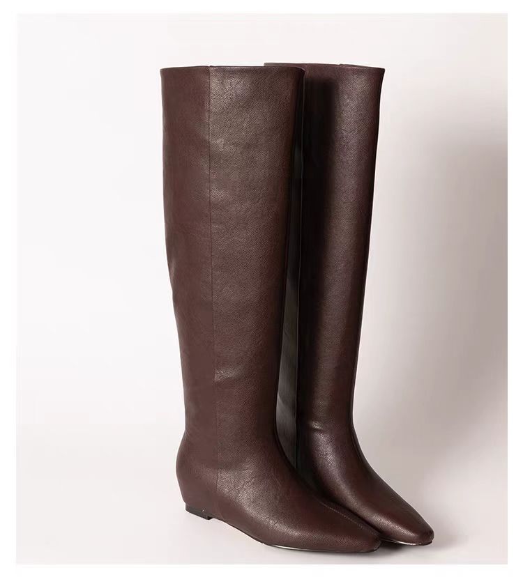 Retro Style Square Toe Flat Bottom Tall Knight Boots foto 5