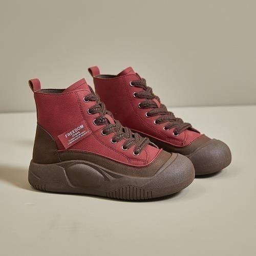 Retro Casual Womens High Top Leather Shoes That Add Height And Create A Slimming Look foto 4