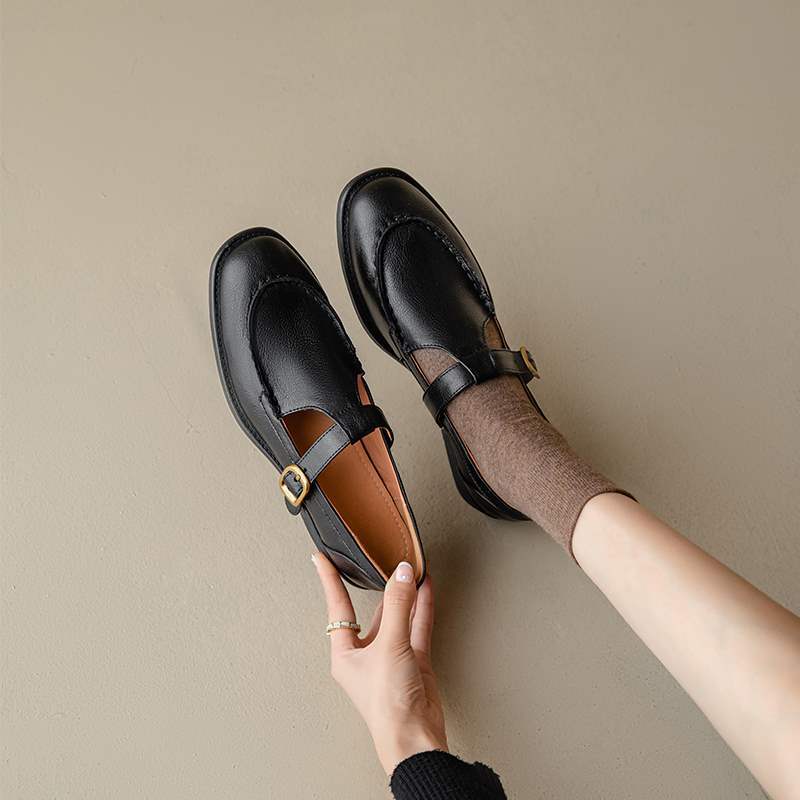 Women's Fashion Retro Leather Mary Jane Shoes foto 2