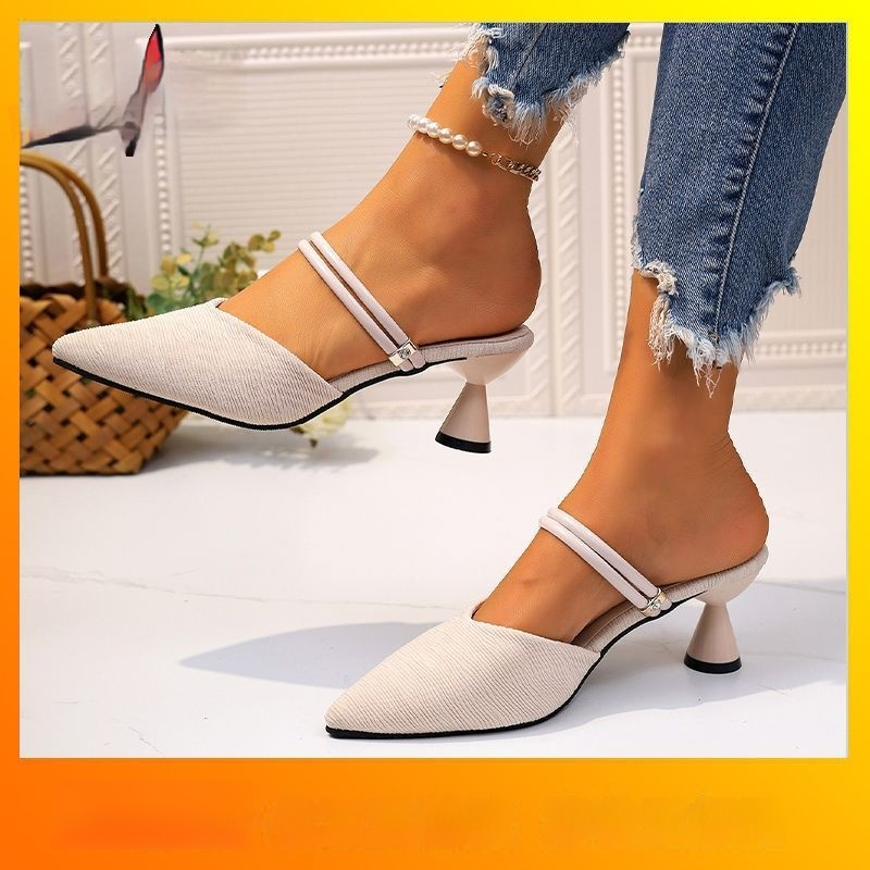 Women's Fashion Pointed-Toe High-Heel Half Sandals foto 5