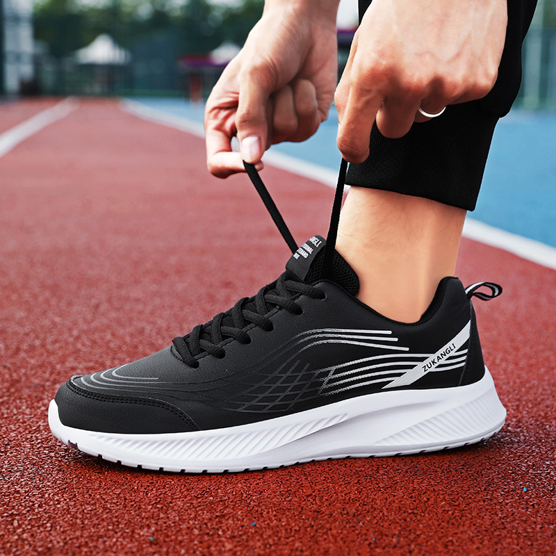 Black Leather-uppers Waterproof And Non-slip Running And Casual Shoes foto 2
