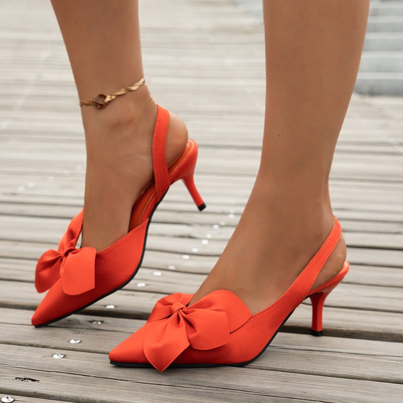 Elegant Closed-toe Pointed-Toe Bowtie High-Heel Sandals foto 4