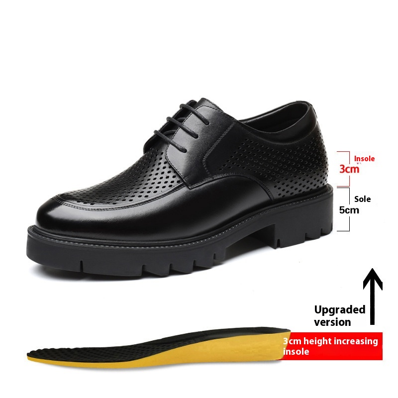 Spring And Autumn Men's Leather Shoes Men's 8cm Height Increasing Insole 10cm Thick Bottom Business Formal Wear Shoes foto 4