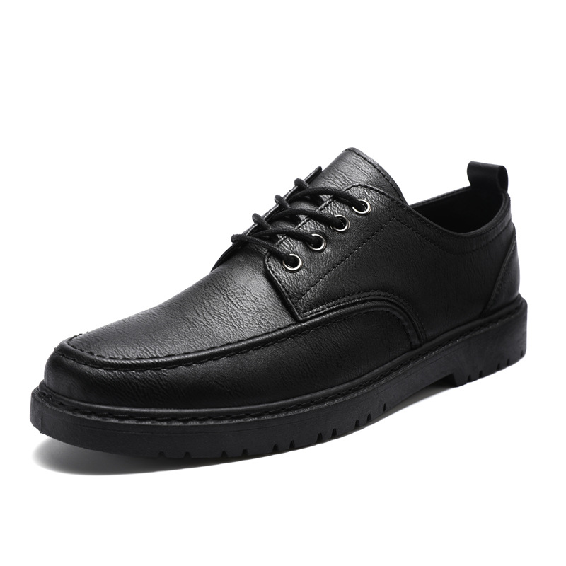 Plus Size Handsome Lace Up Casual Youth British Black Leather Shoes Men foto 3
