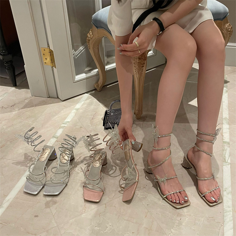 Women's High-heeled Sandals Open Toe Thin Heeled Shoes foto 3