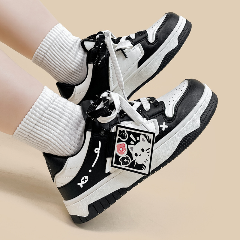 Black And White Board Shoes Women's All-match foto 5