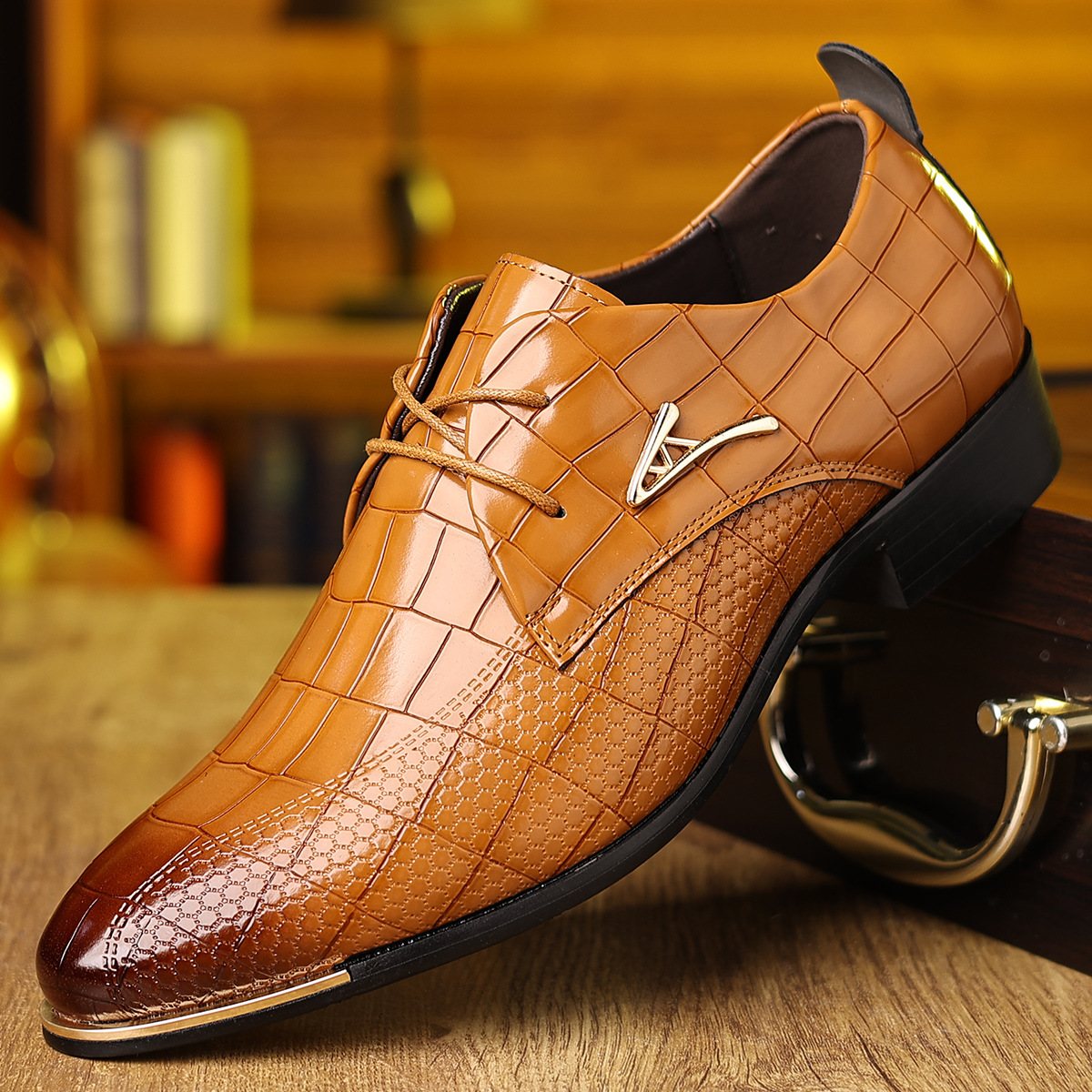 Men's Plus Size Leather Shoes Pointed-toe Fashion Business Formal Men's Shoes Barber Shoes foto 4